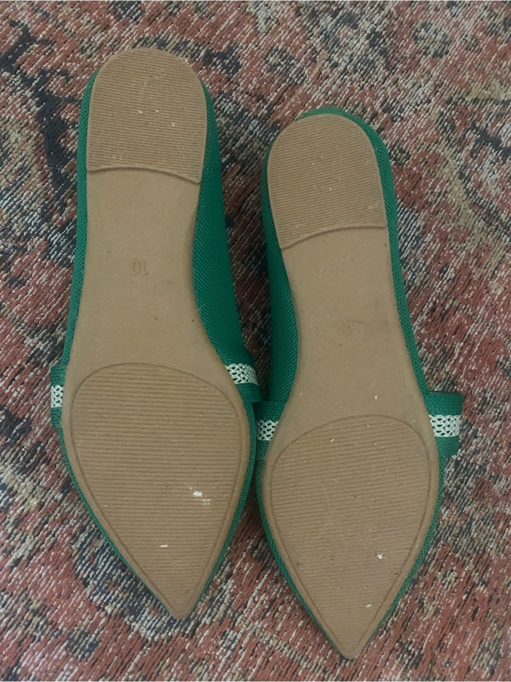 Tahari Florentia Green Pointed Toe Knot Mesh Ballet Flats - Picture 6 of 6